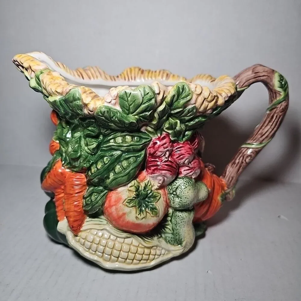 Vintage WCL Harvest Themed Pitcher Hand Painted Ceramic Rare MINT